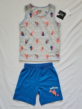 NWT Hurley Kids Boy Graphic Tank Top & Shorts Surf Outfit Set Size 4T